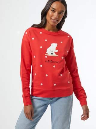 Červená mikina s vánočním motivem Dorothy Perkins