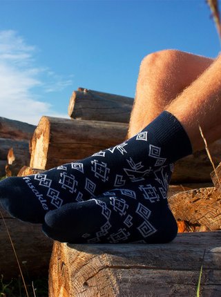 Tmavě modré vzorované ponožky Fusakle Modrotisk Čičmany