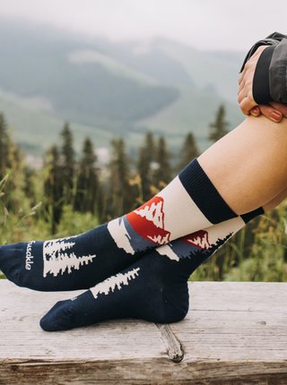 Tmavomodré vzorované ponožky Fusakle Panoramata