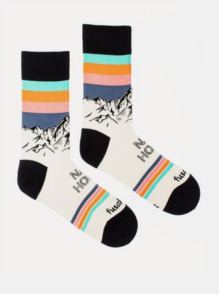 Krémové vzorované ponožky Fusakle Ráno na horách