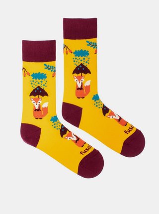 Žluté vzorované ponožky Fusakle Liška