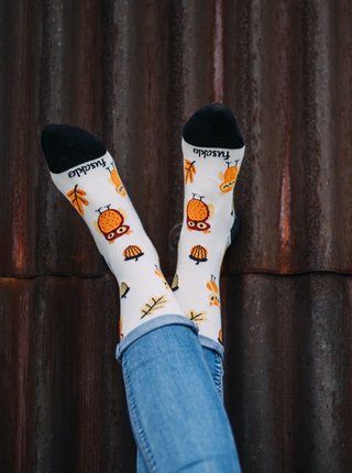 Krémové vzorované ponožky Fusakle Sova