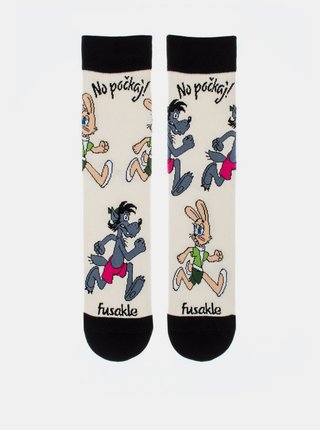 Krémové vzorované ponožky Fusakle No počkej Chyť mě