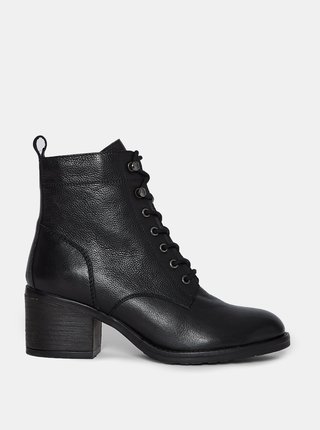 Černé kožené kotníkové boty Dorothy Perkins