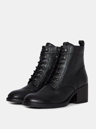 Černé kožené kotníkové boty Dorothy Perkins