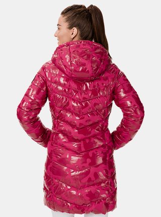 Ružový dámsky prešívaný vzorovaný kabát SAM 73
