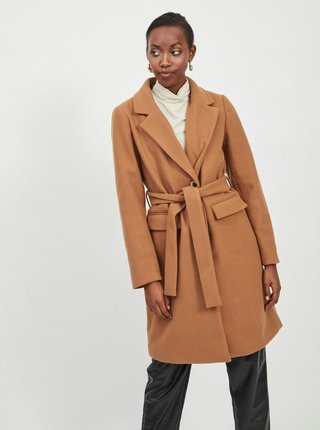 Hnedý kabát s odnímateľným kožúškom VILA