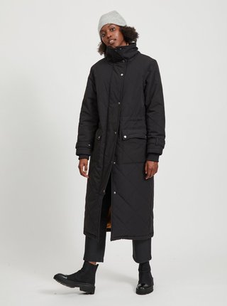 Čierny zimný prešívaný kabát .OBJECT