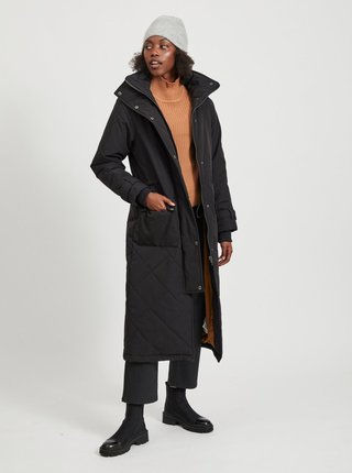 Čierny zimný prešívaný kabát .OBJECT