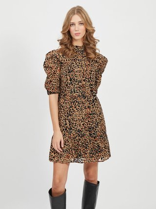 Hnědé šaty s leopardím vzorem .OBJECT-Eliza