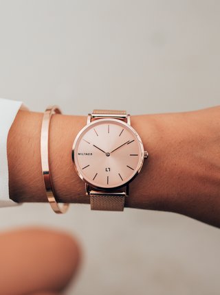 Dámské hodinky s nerezovým páskem v růžovozlaté barvě Millner Mayfair