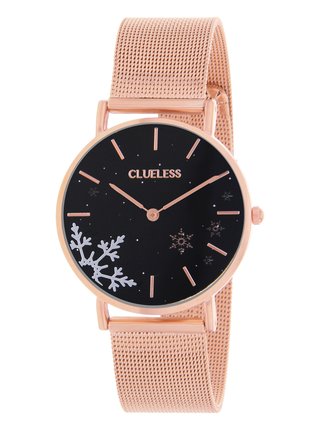Dámské hodinky s nerezovým páskem v růžovozlaté barvě  Clueless