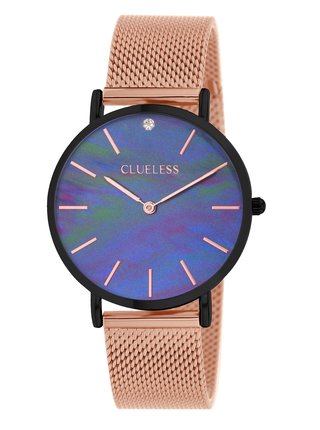 Dámské hodinky s nerezovým páskem v růžovozlaté barvě Clueless