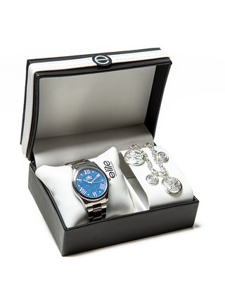 Dárkový set hodinek s náramkem ve stříbrné barvě Elite