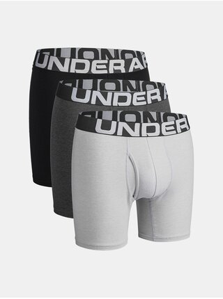 Šedé boxerky Under Armour UA Charged Cotton 6in 3 Pack
