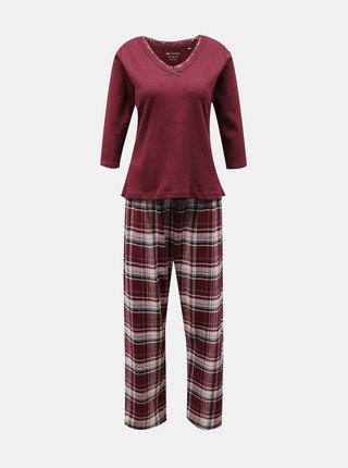 Vínové kostkované pyžamo Dorothy Perkins