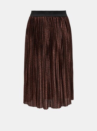 Hnedá vzorovaná plisovaná sukňa Jacqueline de Yong