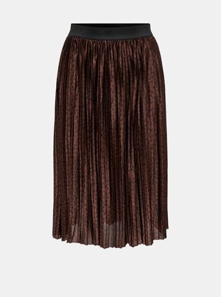 Hnedá vzorovaná plisovaná sukňa Jacqueline de Yong