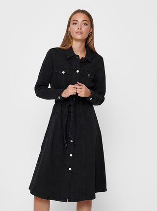 Čierne rifľové košeľové šaty Jacqueline de Yong