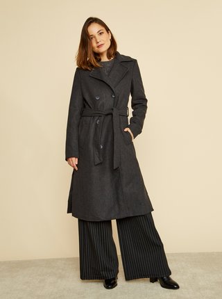 Tmavě šedý dámský kabát s příměsí vlny ZOOT