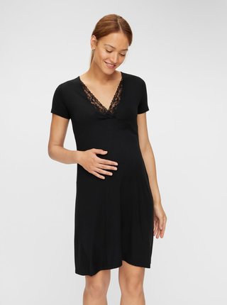 Čierna tehotenská/dojčiaca nočná košeľa Mama.licious