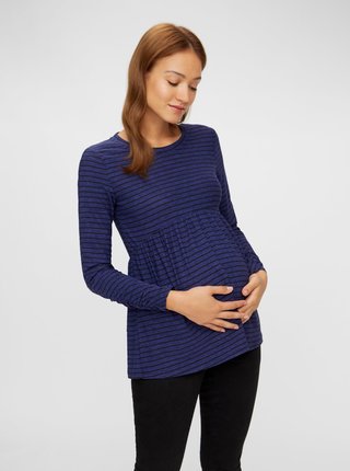 Modré pruhované tehotenské tričko Mama.licious