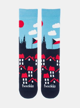 Modré vzorované ponožky Fusakle Praha Hrad