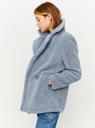 Modrý krátky kabát z umelého kožúšku TALLY WEiJL