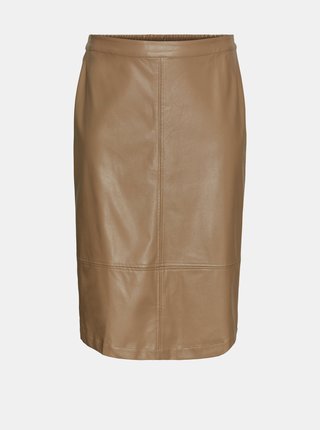 Hnedá koženková sukňa VERO MODA CURVE