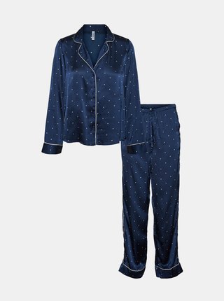 Modré bodkované saténové pyžamo VERO MODA