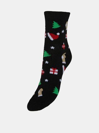 Čierne ponožky s vianočným motívom VERO MODA