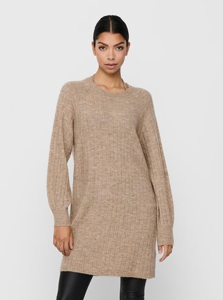 Béžové svetrové šaty ONLY-Corinne