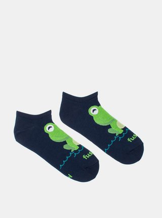Modré vzorované kotníkové ponožky Fusakle Žába