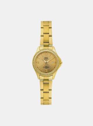 Dámské hodinky s nerezovým páskem ve zlaté barvě Q&Q