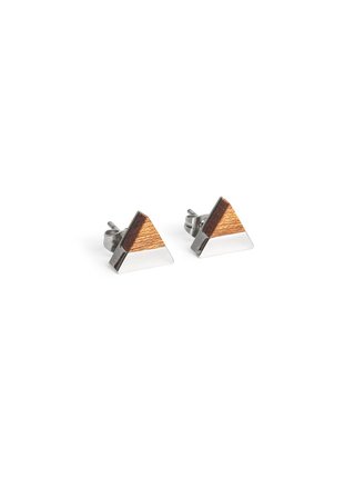 Náušnice s dreveným detailom Red Earrings Triangle BeWooden