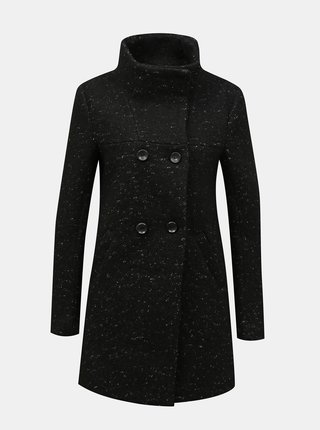 Čierny zimný vlnený kabát ONLY New Sophia