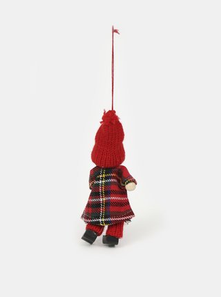 Červená vánoční dekorace ve tvaru panenky Sass & Bell
