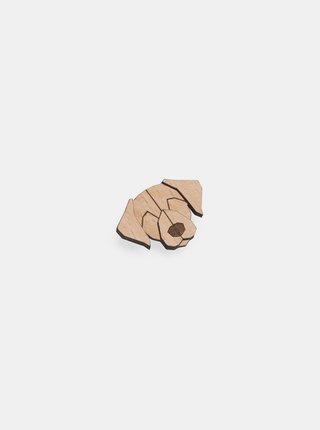 Hnědá dřevěná brož ve tvaru psa BeWooden Labrador Brooch 