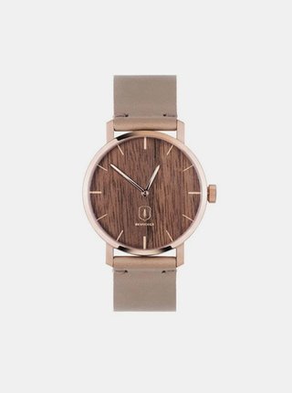 Dřevěné hodinky s řemínkem z pravé kůže BeWooden Rose Watch  