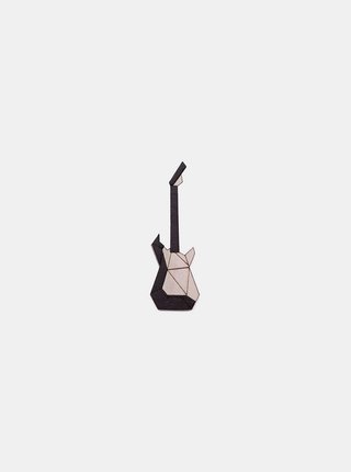 Černo-bílá dřevěná brož BeWooden Electric Guitar Brooch 