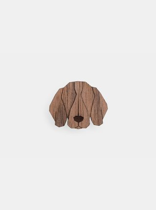 Hnědá dřevěná brož ve tvaru psa BeWooden Weimaraner Brooch 