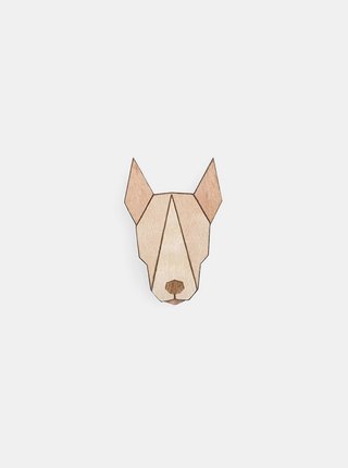 Hnědá dřevěná brož ve tvaru psa BeWooden Bull Terrier Brooch 