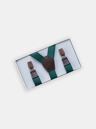 Kožené šle Forest Green Suspenders s dřevěnými detaily BeWooden
