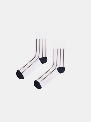 Bílé dámské pruhované ponožky BeWooden Stripe Socks
