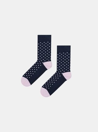 Tmavě modré dámské puntíkované ponožky BeWooden Dot Socks