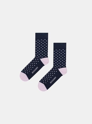 Tmavě modré dámské puntíkované ponožky BeWooden Dot Socks