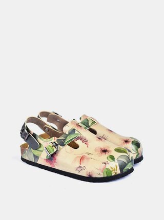 Béžové sandály Calceo Classic Sandal Flowers