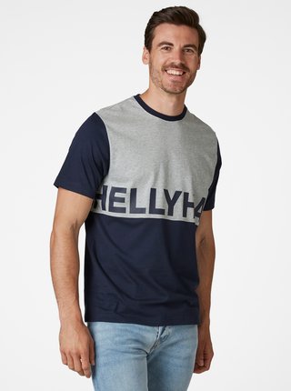 Šedo-modré pánské tričko s potiskem HELLY HANSEN Active
