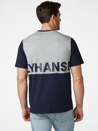 Šedo-modré pánske tričko s potlačou HELLY HANSEN