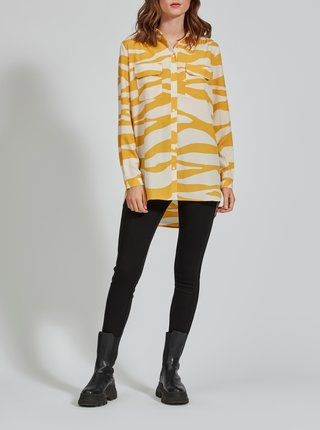 Krémovo-žltá košeľa so zebrím vzorom VILA Omina